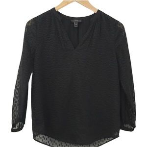 J. Crew Long Sleeve V-Neck Black Top Black 0P